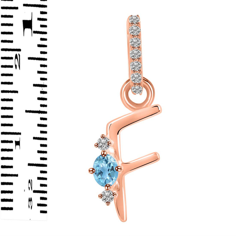 Blue Topaz & White Topaz Alphabet F Pendant BTZ-RDA-32.