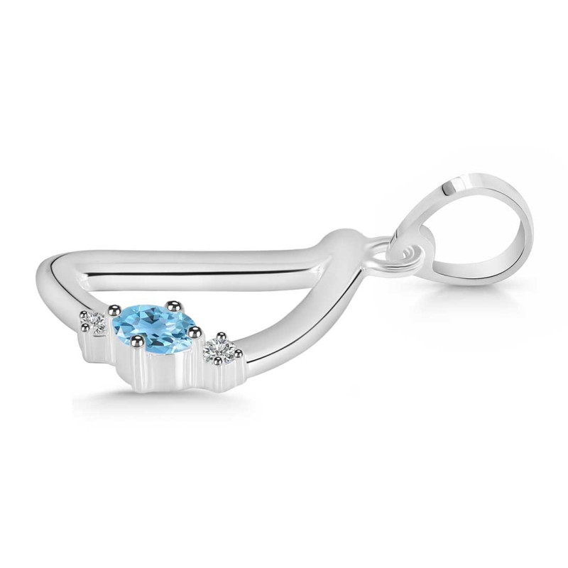 Blue Topaz & White Topaz Alphabet D Pendant