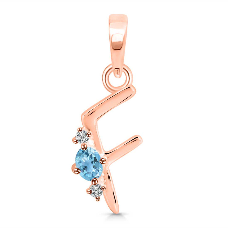 Blue Topaz & White Topaz Alphabet F Pendant BTZ-RDA-6.
