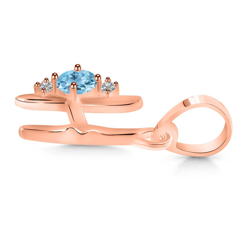 Blue Topaz & White Topaz Alphabet H Pendant BTZ-RDA-8.