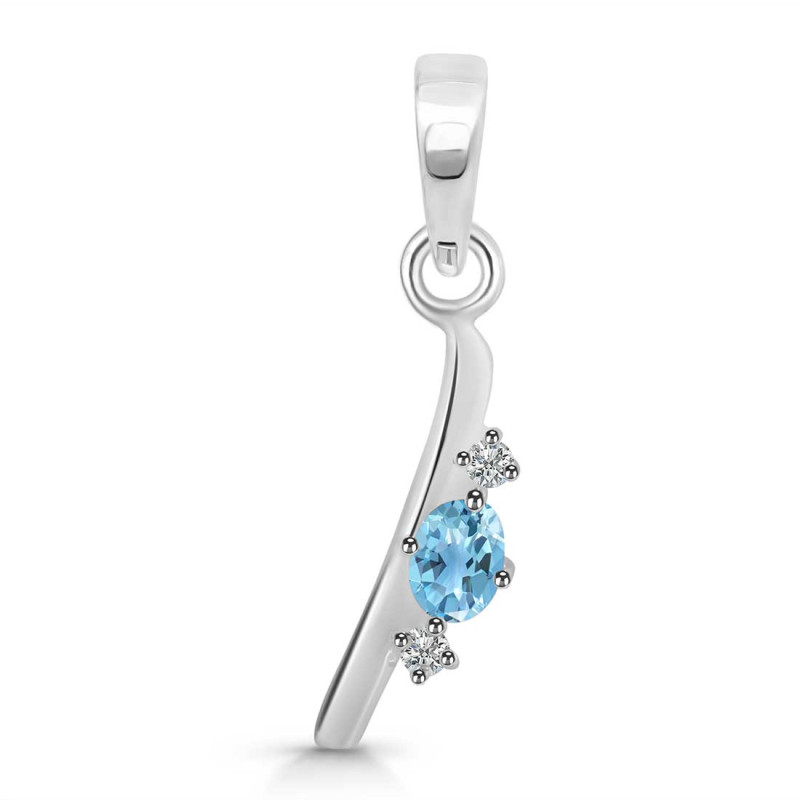 Blue Topaz & White Topaz Alphabet I Pendant BTZ-RDA-9.