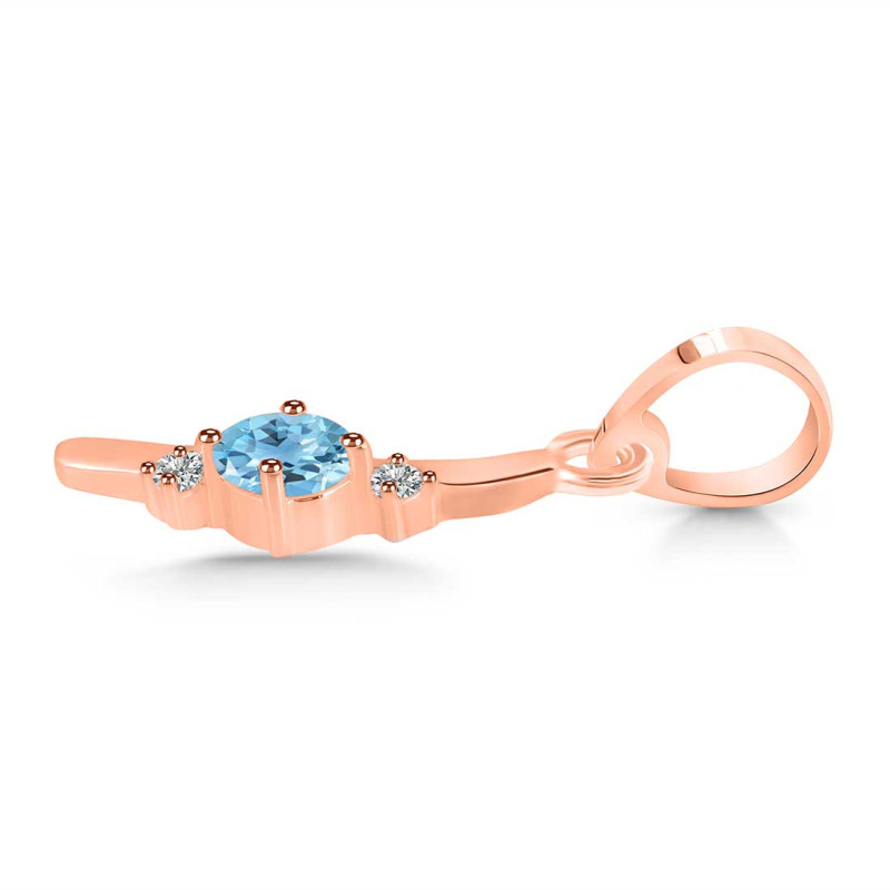 Blue Topaz & White Topaz Alphabet I Pendant BTZ-RDA-9.