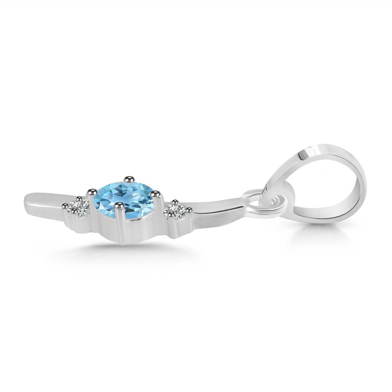 Blue Topaz & White Topaz Alphabet I Pendant
