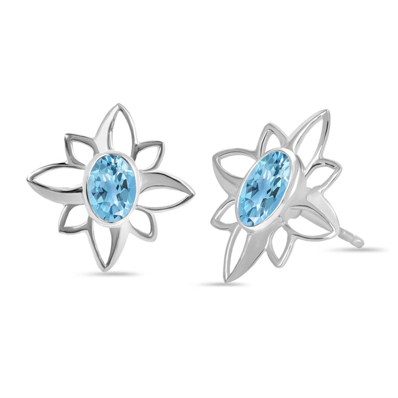 Blue Topaz Stud Earring