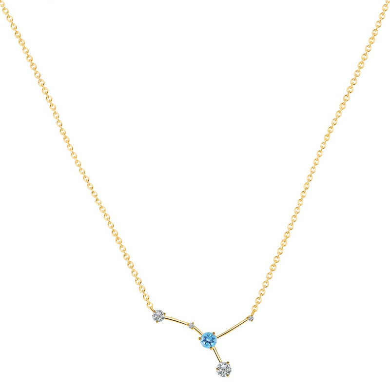 cancer Zodiac Star Constellation Blue Topaz & White Topaz Necklace BTZ-RDN-486.