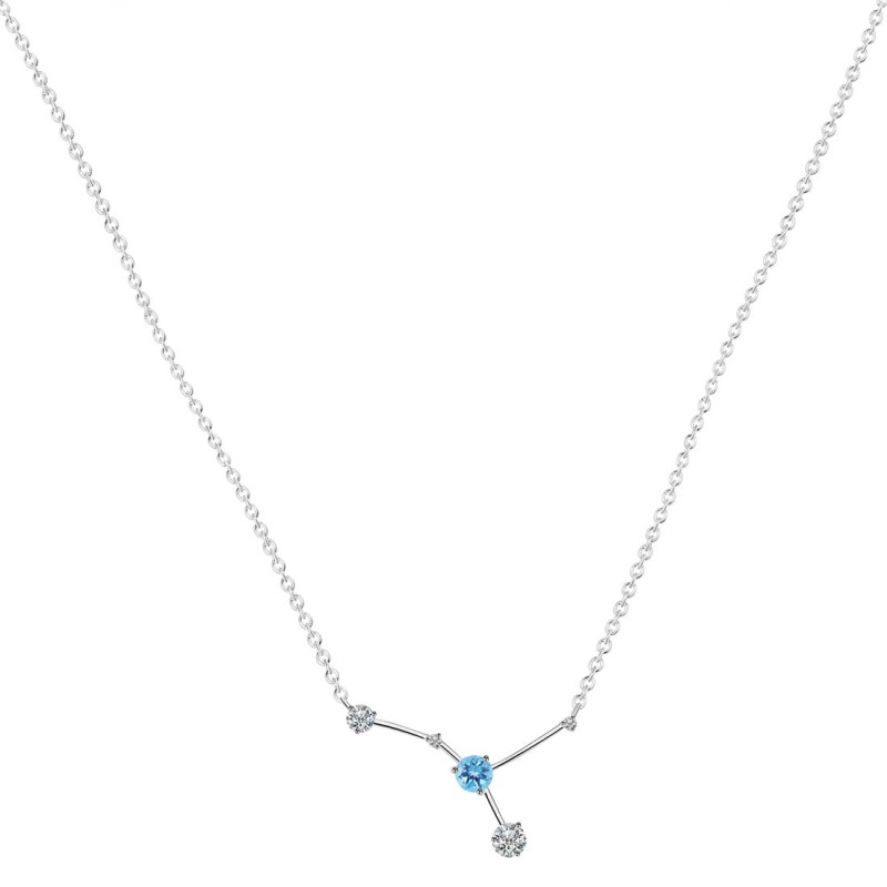 cancer Zodiac Star Constellation Blue Topaz & White Topaz Necklace BTZ-RDN-486.