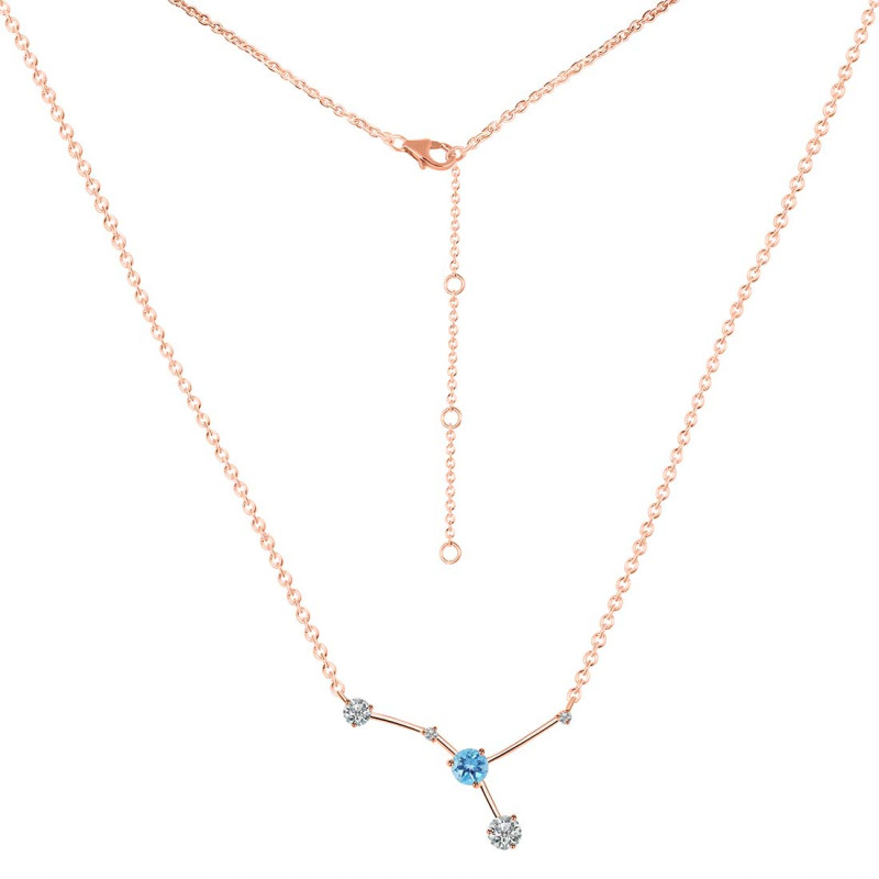 cancer Zodiac Star Constellation Blue Topaz & White Topaz Necklace BTZ-RDN-486.