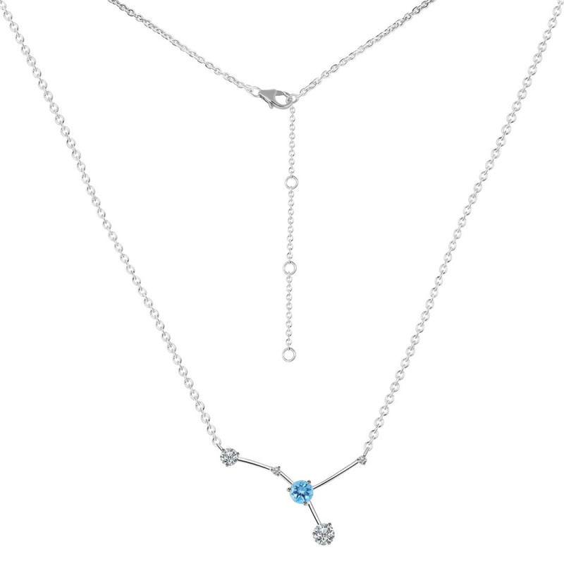 cancer Zodiac Star Constellation Blue Topaz & White Topaz Necklace