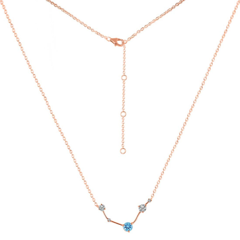 Aries Zodiac Star Constellation Blue Topaz & White Topaz Necklace BTZ-RDN-488.
