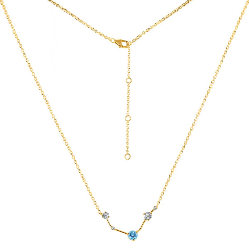 Aries Zodiac Star Constellation Blue Topaz & White Topaz Necklace BTZ-RDN-488.