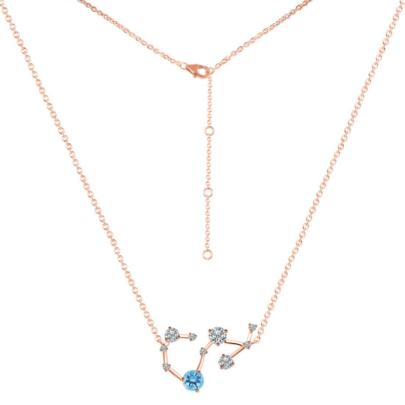 Scorpio Zodiac Star Constellation Blue Topaz & White Topaz Necklace BTZ-RDN-495.