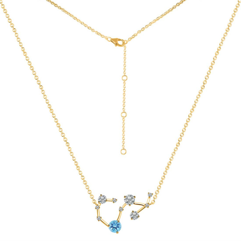 Scorpio Zodiac Star Constellation Blue Topaz & White Topaz Necklace BTZ-RDN-495.