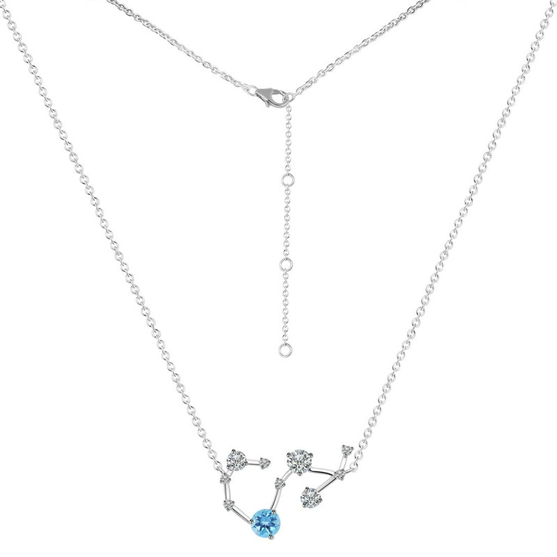 Scorpio Zodiac Star Constellation Blue Topaz & White Topaz Necklace