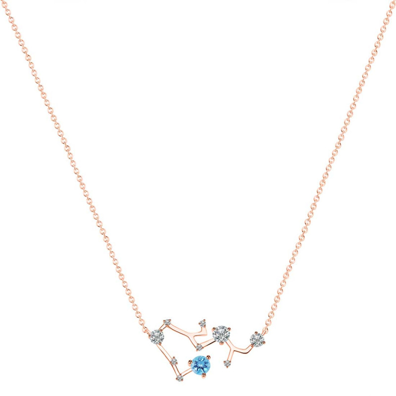 Sagittarius Zodiac Star Constellation Blue Topaz & White Topaz Necklace BTZ-RDN-496.
