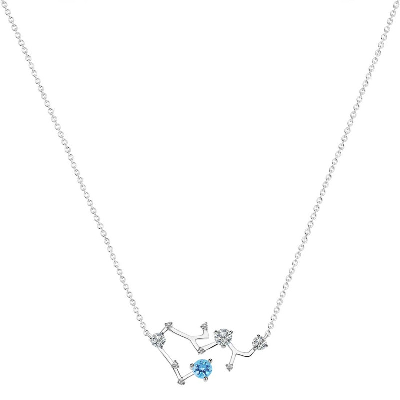 Sagittarius Zodiac Star Constellation Blue Topaz & White Topaz Necklace BTZ-RDN-496.
