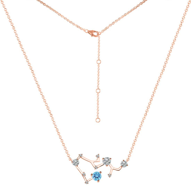 Sagittarius Zodiac Star Constellation Blue Topaz & White Topaz Necklace BTZ-RDN-496.