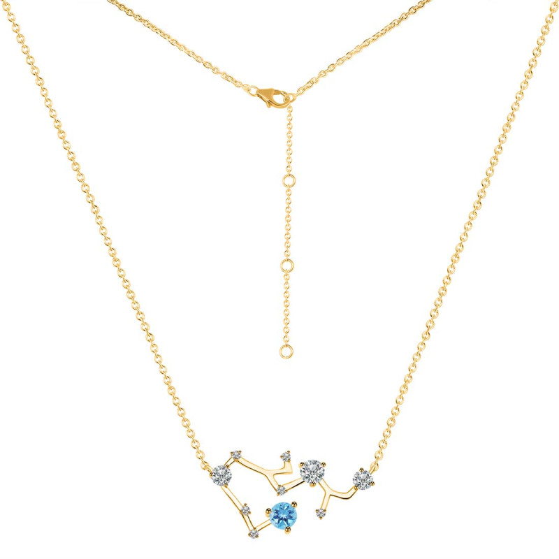 Sagittarius Zodiac Star Constellation Blue Topaz & White Topaz Necklace BTZ-RDN-496.