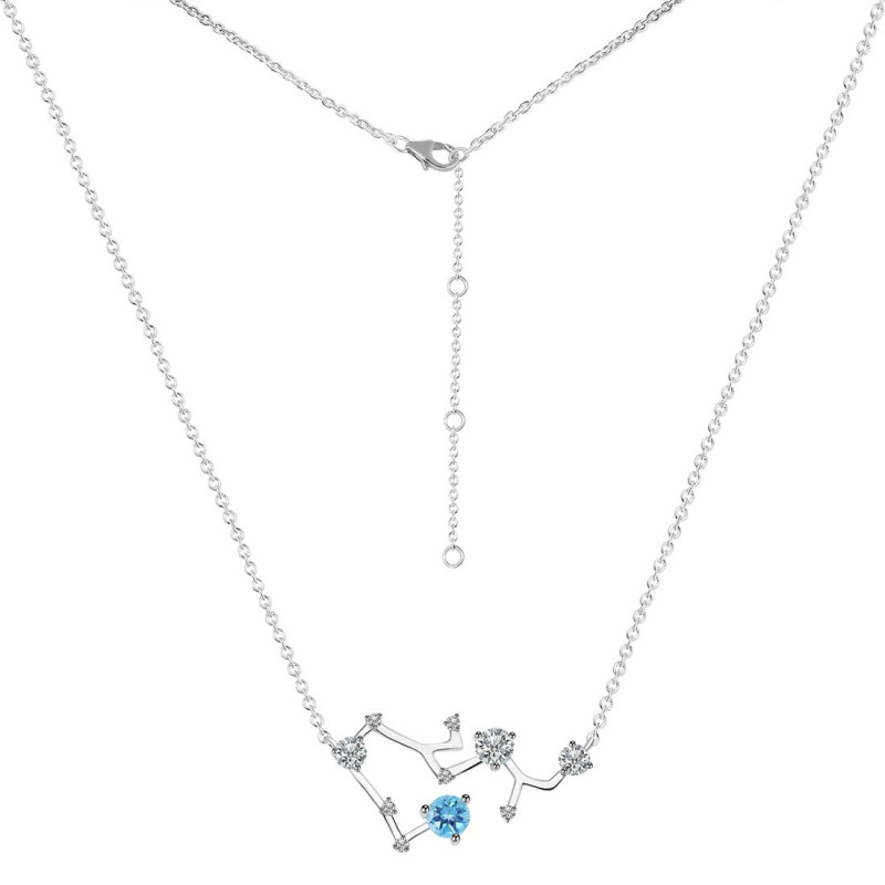 Sagittarius Zodiac Star Constellation Blue Topaz & White Topaz Necklace