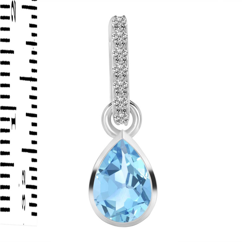 Blue Topaz & White Topaz Pendant BTZ-RDP-779-CZ-LOOP.