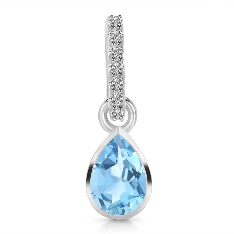 Blue Topaz & White Topaz Pendant BTZ-RDP-779-CZ-LOOP.