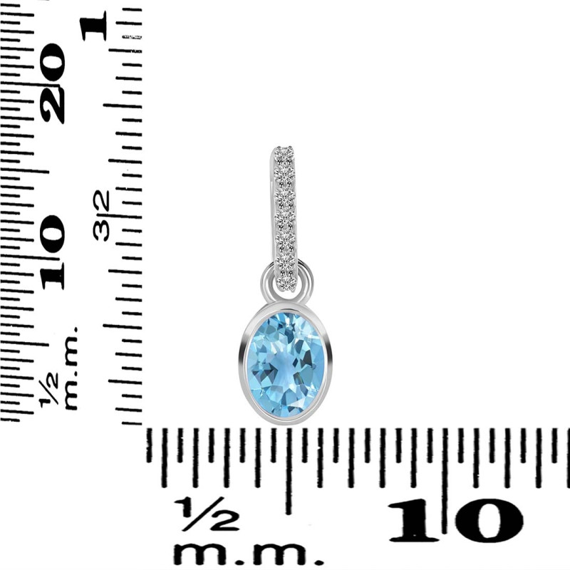 Blue Topaz & White Topaz Pendant BTZ-RDP-780-CZ-LOOP.