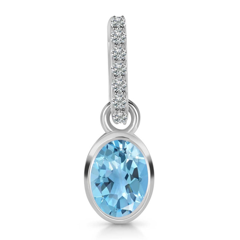 Blue Topaz & White Topaz Pendant BTZ-RDP-780-CZ-LOOP.