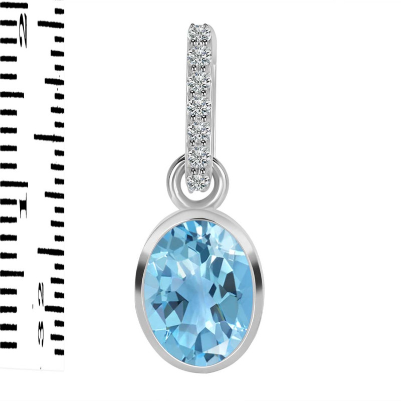Blue Topaz & White Topaz Pendant BTZ-RDP-792-CZ-LOOP.