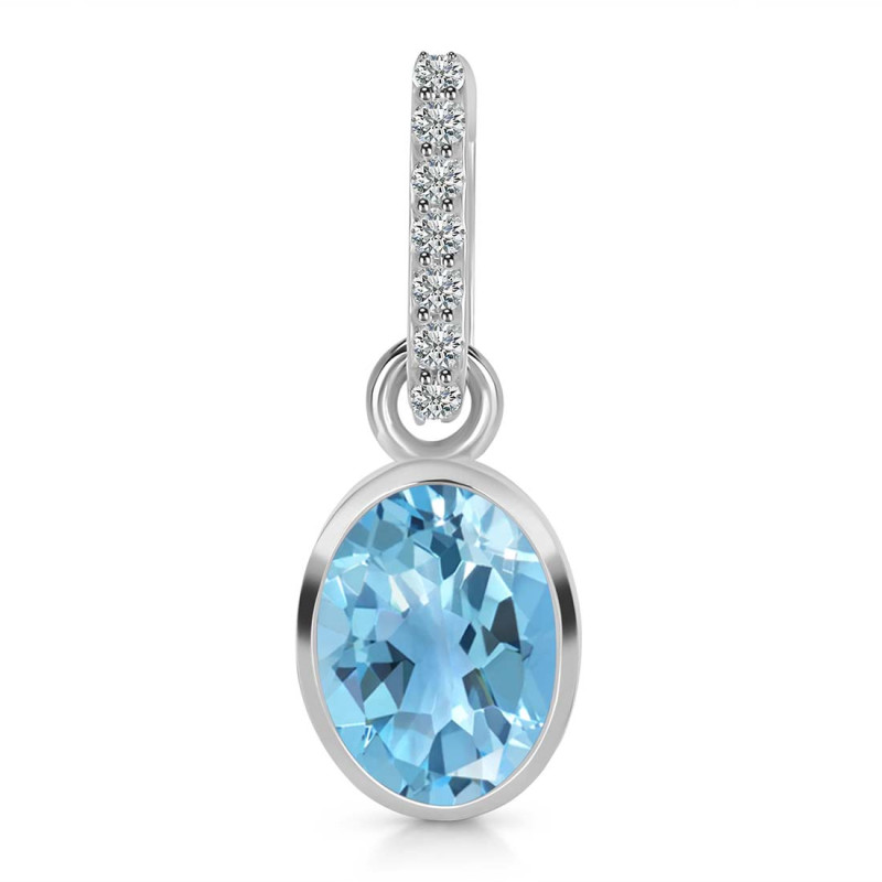 Blue Topaz & White Topaz Pendant BTZ-RDP-792-CZ-LOOP.