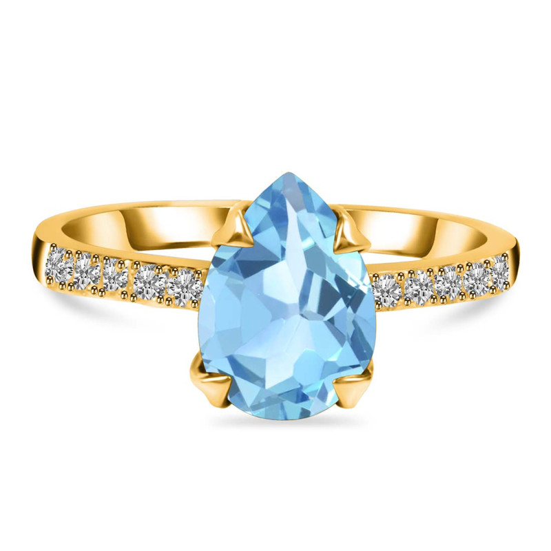 Blue Topaz & White Topaz Ring BTZ-RR-344A.