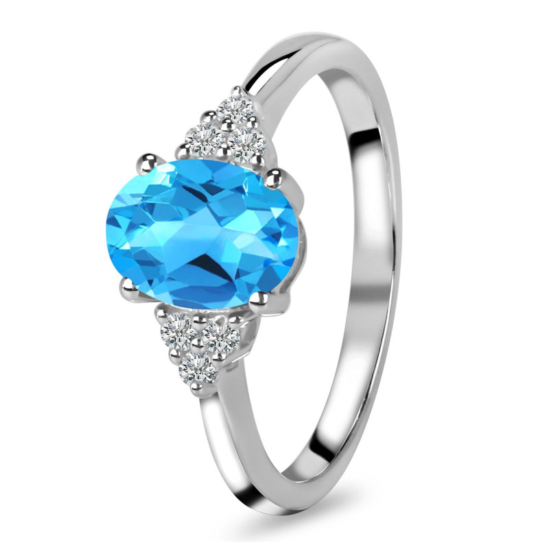 Swiss Blue Topaz & White Topaz Ring