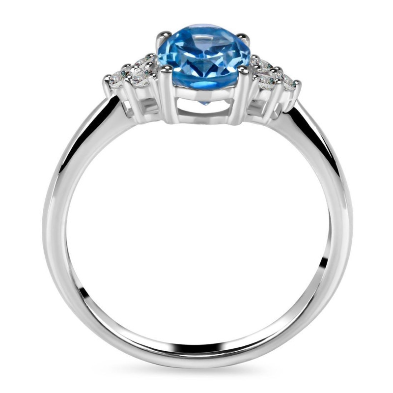 Swiss Blue Topaz & White Topaz Ring SBTZ-RR-364.