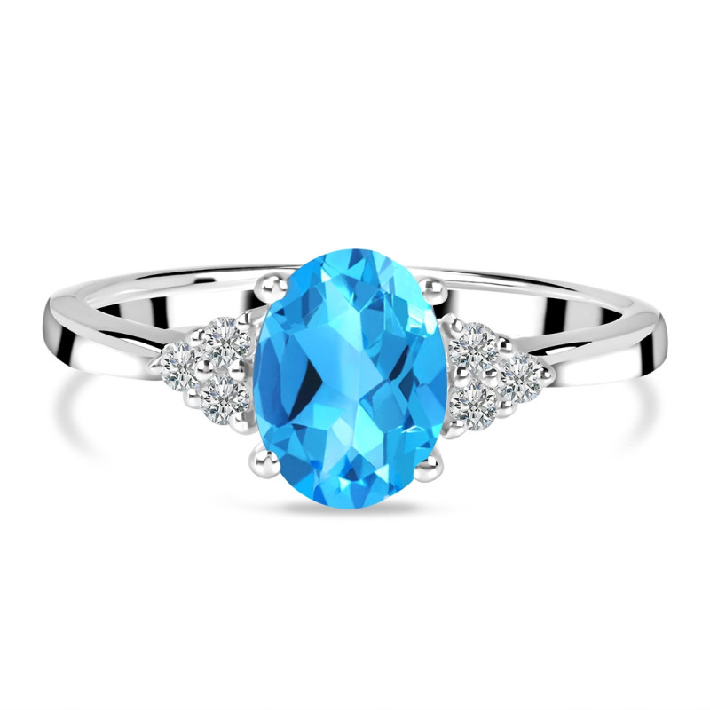 Swiss Blue Topaz & White Topaz Ring SBTZ-RR-364.