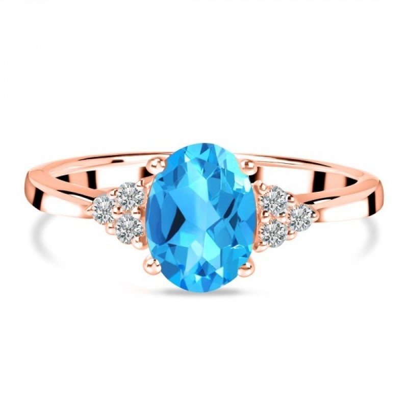 Swiss Blue Topaz & White Topaz Ring SBTZ-RR-364.