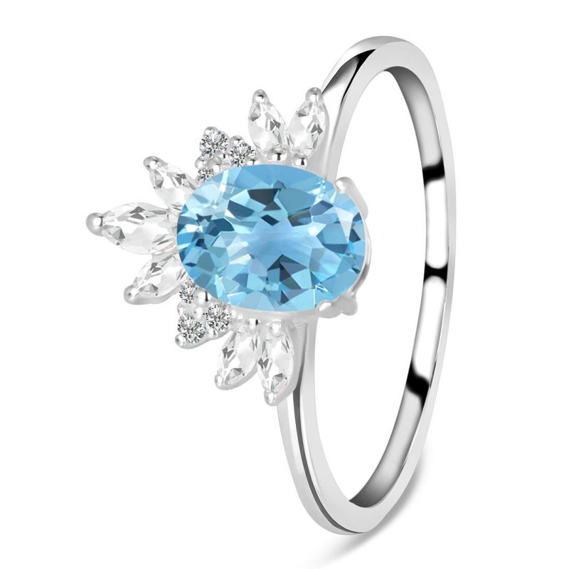 Blue Topaz & White Topaz Ring