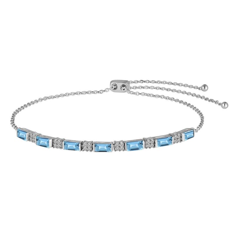 Blue Topaz & White Topaz Bracelet BTZ-RDB-133.