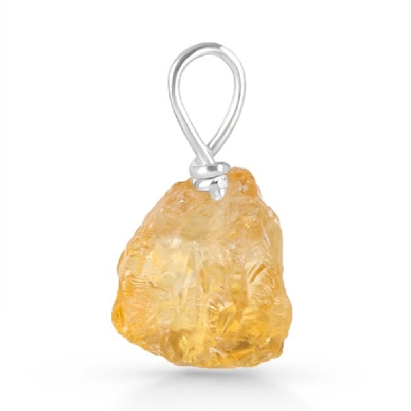 Citrine Raw Crystal Drill Pendant