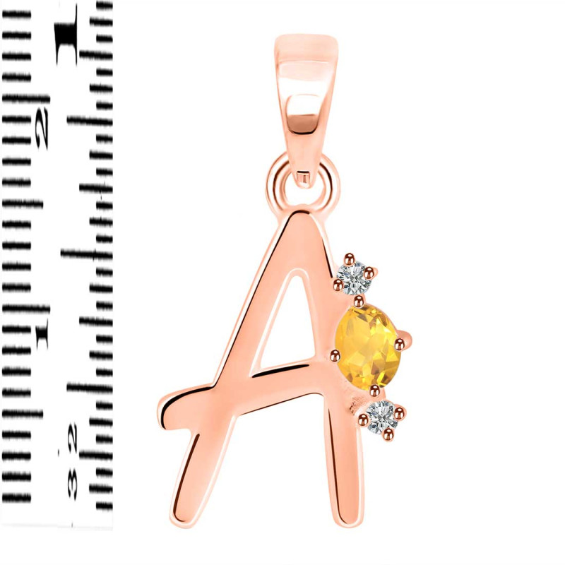Citrine & White Topaz Alphabet A Pendant CIT-RDA-1.