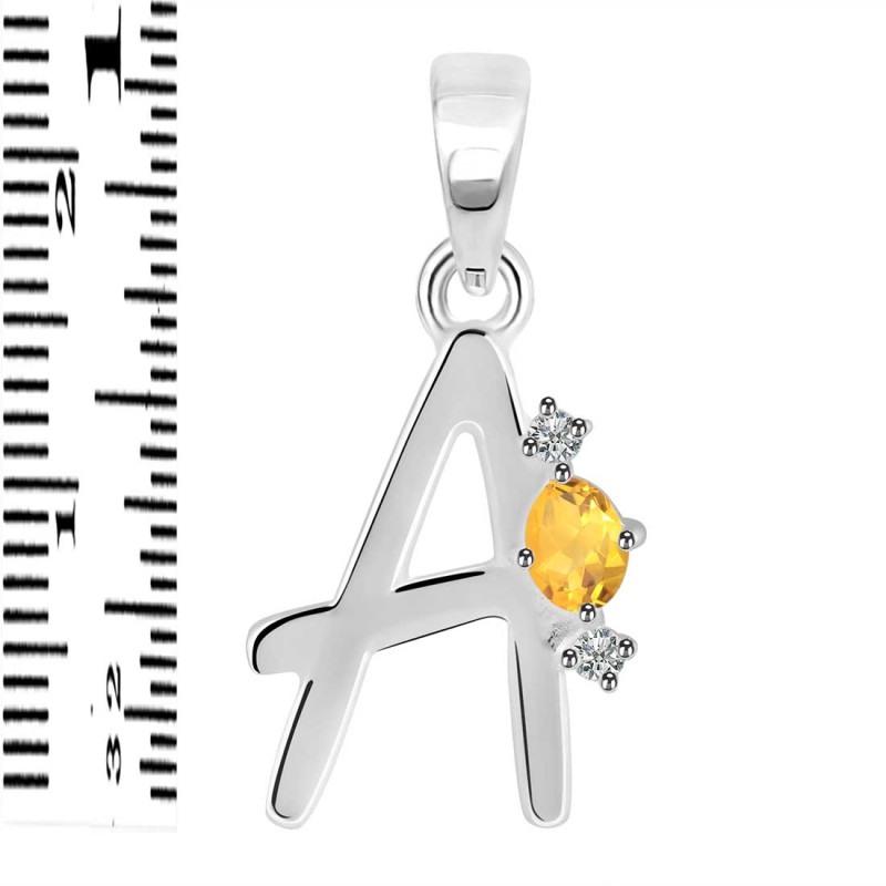 Citrine & White Topaz Alphabet A Pendant CIT-RDA-1.