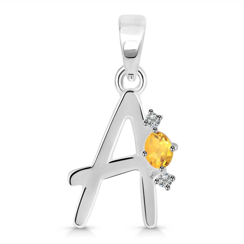 Citrine & White Topaz Alphabet A Pendant CIT-RDA-1.