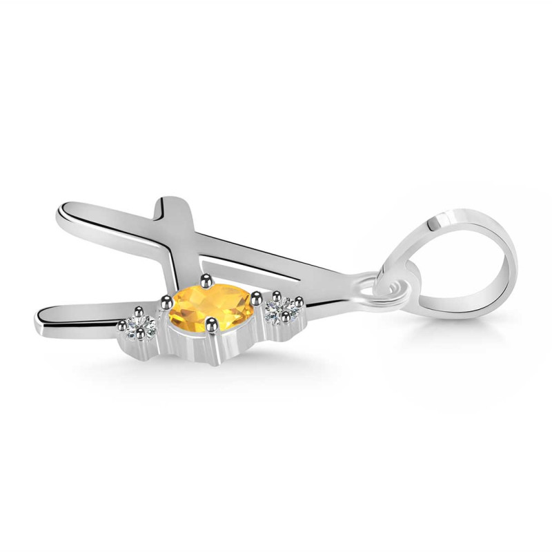 Citrine & White Topaz Alphabet A Pendant