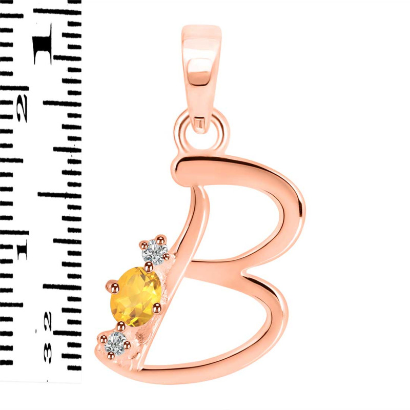 Citrine & White Topaz Alphabet B Pendant CIT-RDA-2.