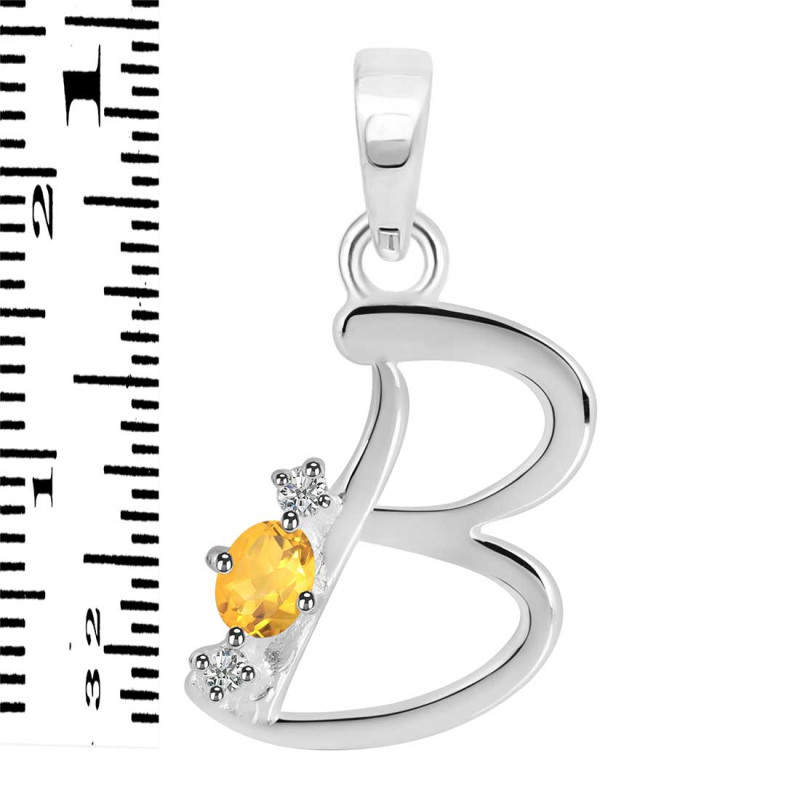 Citrine & White Topaz Alphabet B Pendant CIT-RDA-2.