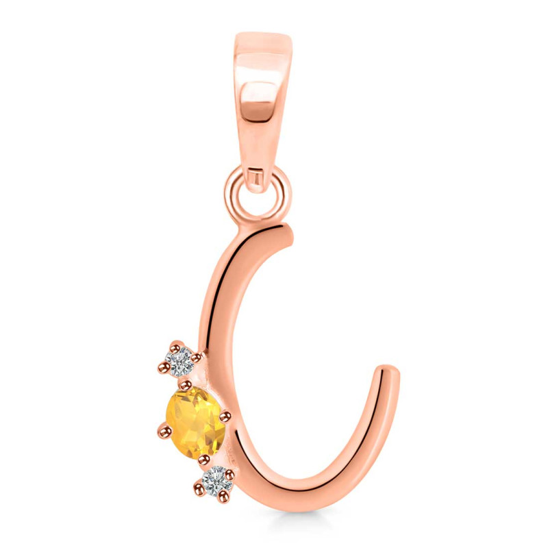 Citrine & White Topaz Alphabet C Pendant CIT-RDA-3.
