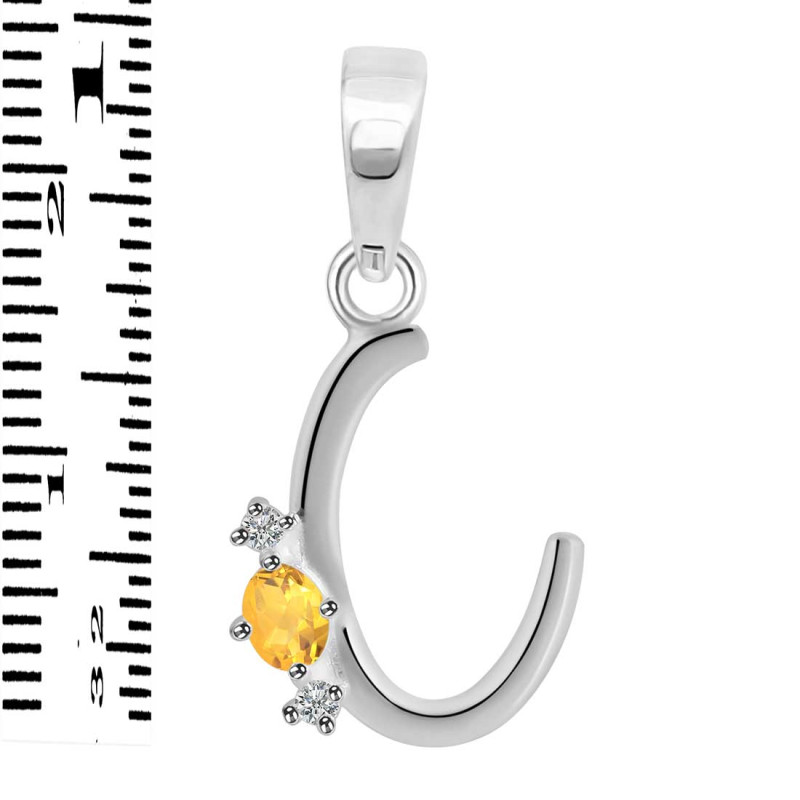 Citrine & White Topaz Alphabet C Pendant CIT-RDA-3.