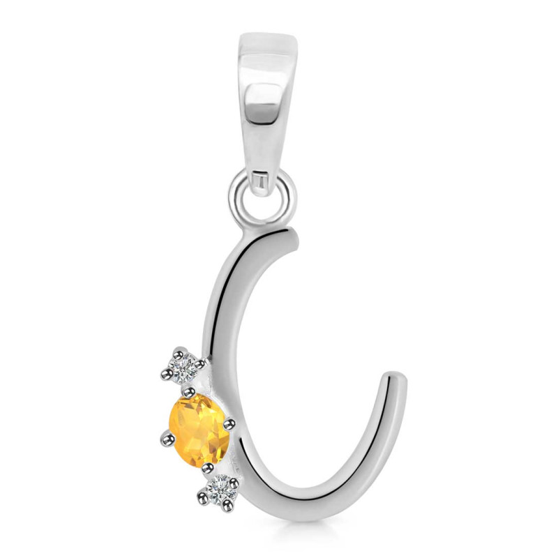Citrine & White Topaz Alphabet C Pendant CIT-RDA-3.