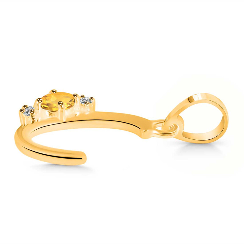 Citrine & White Topaz Alphabet C Pendant CIT-RDA-3.