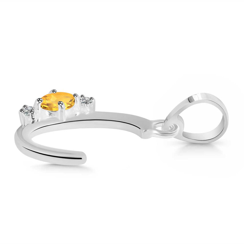 Citrine & White Topaz Alphabet C Pendant