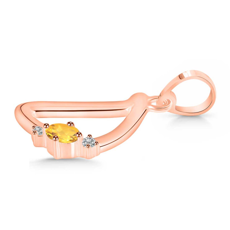 Citrine & White Topaz Alphabet D Pendant CIT-RDA-4.