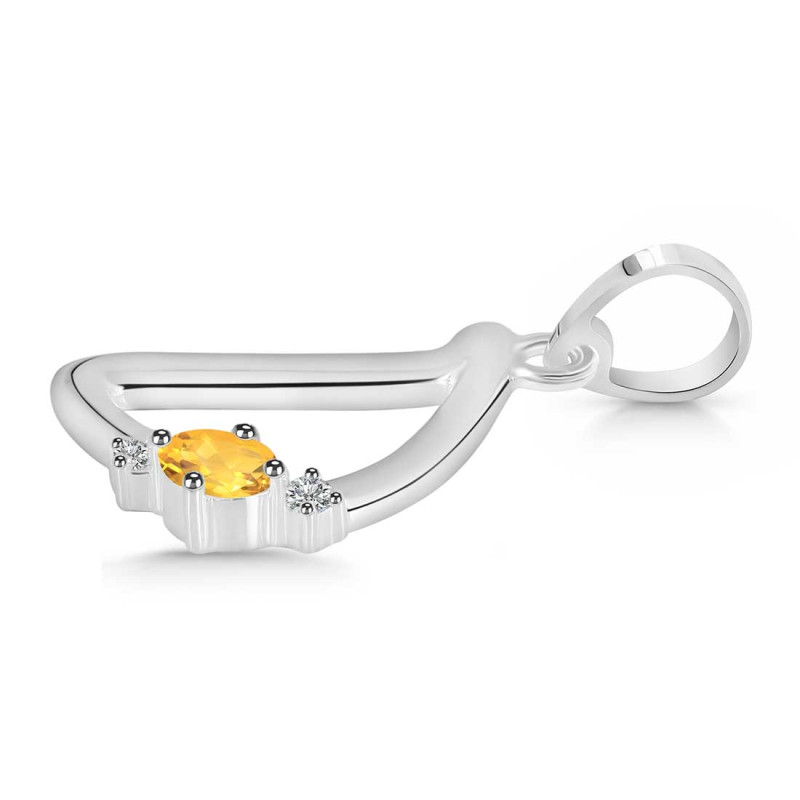 Citrine & White Topaz Alphabet D Pendant