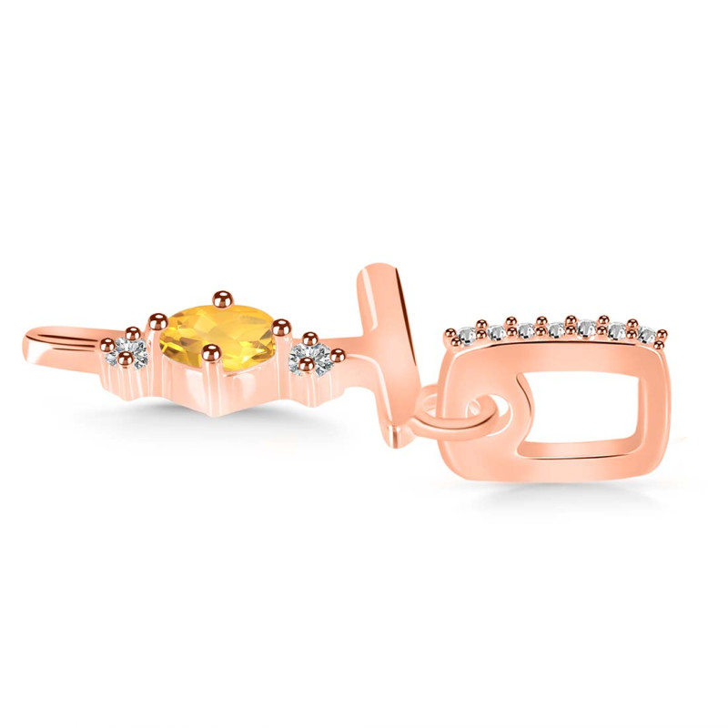 Citrine & White Topaz Alphabet T Pendant CIT-RDA-46.